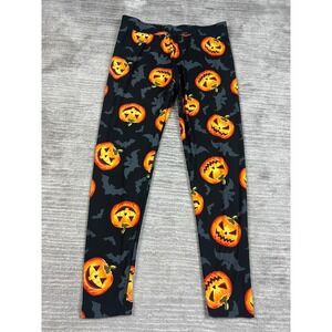 Runway Ready Leggings Womens XL Black Halloween Pumpkin Bat Spooky Print Stretch